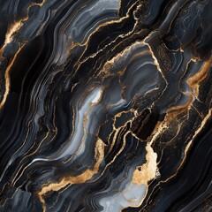 Obraz premium Elegant black and gold marble design showcasing luxurious swirling patterns