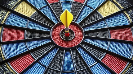 Bullseye Close-up of a Dart in the Center of a Dartboard