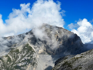 Beautiful photogenic clouds over the Uri Alps massif in the Swiss Alps, Melchtal - Canton of Obwalden, Switzerland (Kanton Obwald, Schweiz)