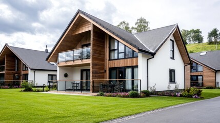 Obraz premium Modern Luxury Highland Lodges, Scenic Views, Scotland, Vacation Rental