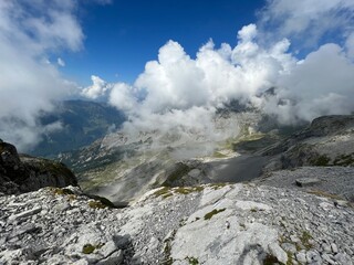 Beautiful photogenic clouds over the Uri Alps massif in the Swiss Alps, Melchtal - Canton of Obwalden, Switzerland (Kanton Obwald, Schweiz)