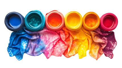 colorful paint splashes with open jars arranged isolated png transparent background
