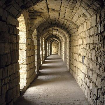 A hewn stone corridor. The corridoor is twenty feet wide, but the ceiling lowers periodically to three feet to favor shorter creatures