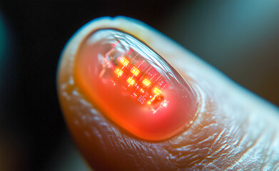 Innovative microchip embedded in fingertip showcases advancements in wearable technology