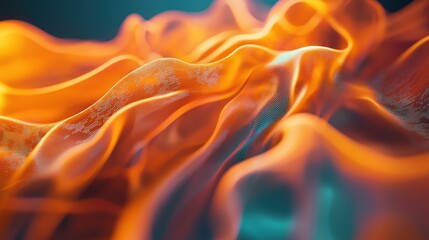 Abstract representation of vibrant orange and blue flowing waves, creating a dynamic visual effect