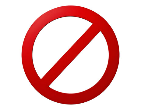 Prohibition Sign in Red Circle with Diagonal Bar on Black Background