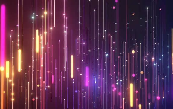 Minimalist glowing bars and nodes highlighting business connections