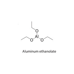 Aluminum ethanolate skeletal structure.Aluminum alkoxide compound schematic illustration. Simple diagram, chemical structure.