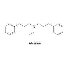 Alverine skeletal structure.Spasmolytic agent compound schematic illustration. Simple diagram, chemical structure.