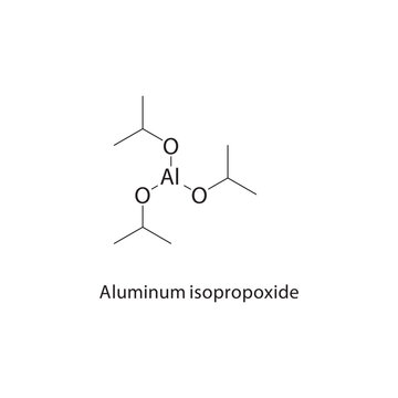 Aluminum isopropoxide skeletal structure.Aluminum alkoxide compound schematic illustration. Simple diagram, chemical structure.