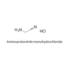 Aminoacetonitrile monohydrochloride skeletal structure.Nitrile salt compound schematic illustration. Simple diagram, chemical structure.