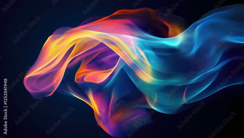 Poster colorful flowing abstract waves of light creating a vibrant and dynamic visual representation of bea