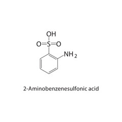 2-Aminobenzenesulfonic acid skeletal structure.Sulfonic acid compound schematic illustration. Simple diagram, chemical structure.