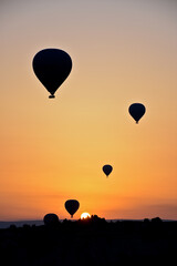 hot air balloons at sunrise at cappadocia