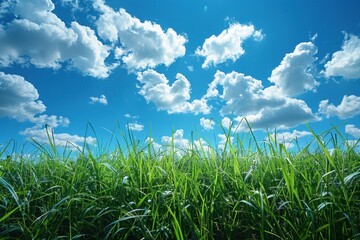 Fototapeta premium Tall grass with clouds in the background
