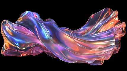 Obraz premium Holographic fluid shape displaying vivid color waves images