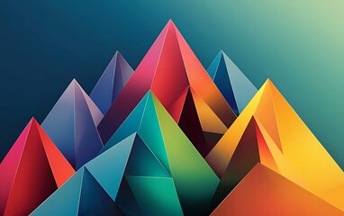 Vibrant geometric triangles forming a mountain shape to symbolize achieving work goals