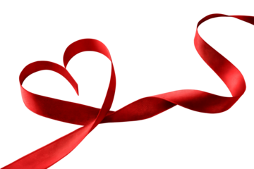 Red Satin Ribbon Forming a Heart Shape Transparent Background