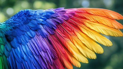 Obraz premium Beauutiful magic bright rainbow wings, symbol of freedom, lgbt, raster illustration