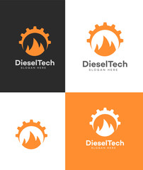 DieselTech Logo Designs Gear, Flame, Power, Energy, Mechanics