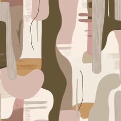 Modern abstract artwork featuring earthy tones and flowing shapes in a contemporary style