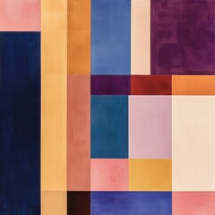 Bright geometric shapes in bold colors on canvas create a modern abstract artwork