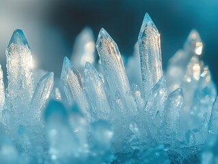 Beautiful close-up of crystalline formations with a sparkling blue backdrop