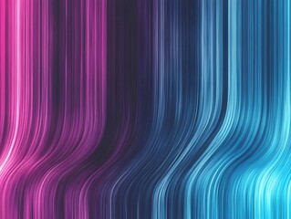Fototapeta premium Abstract Neon Lines: Dynamic, vibrant vertical lines in shades of pink, purple, and teal create a captivating abstract background with a subtle wave effect.