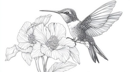 Obraz premium Intricate Hummingbird Artwork Highlighting Floral Design images