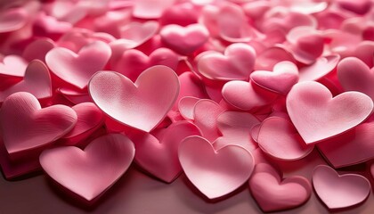 pink hearts on a red background