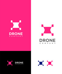 Modern Drone Company Logo Design Pink, White, and Blue Variations