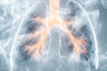 A lungs affected by toxic air pollution. Generative AI