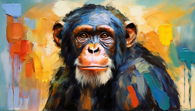 &Ouml;lgem&auml;lde Chimpanse