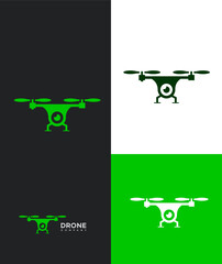 Drone Photography Logo Design Green, Black, White Variations
