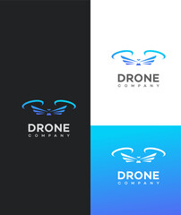 Drone Company Logo Design Blue Wings, Abstract, Modern, Minimalist