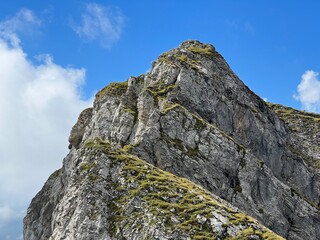 Rocks and stones above Lake Melchsee or Melch Lake and in the Uri Alps mountain massif, Melchtal - Canton of Obwalden, Switzerland (Kanton Obwald, Schweiz)