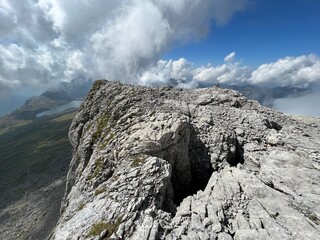 Rocks and stones above Lake Melchsee or Melch Lake and in the Uri Alps mountain massif, Melchtal - Canton of Obwalden, Switzerland (Kanton Obwald, Schweiz)