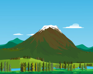 An extinct volcano and the fertile lands around it