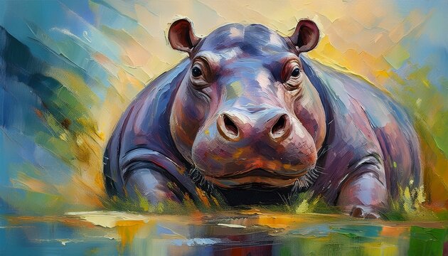 &Ouml;lgem&auml;lde Nilpferd