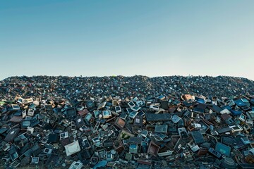 Land with garbage, Garbage dump landscape of ecological damage contaminated land. Neural network ai generated
