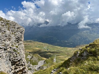 Rocks and stones above Lake Melchsee or Melch Lake and in the Uri Alps mountain massif, Melchtal - Canton of Obwalden, Switzerland (Kanton Obwald, Schweiz)