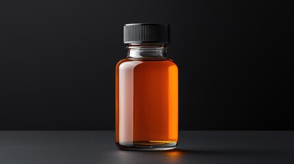 Amber Glass Bottle on Black Surface