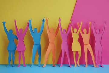 Colorful Paper People Silhouettes Celebrating Togetherness1