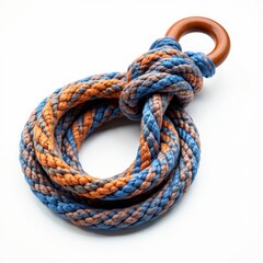 Obraz premium Image of a ship rope tool with an isolated knot on white background, cordage, ship, maritime