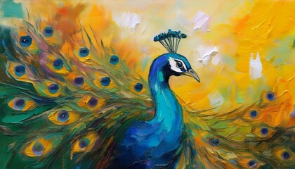 Fototapeta premium Ölgemälde Pfau