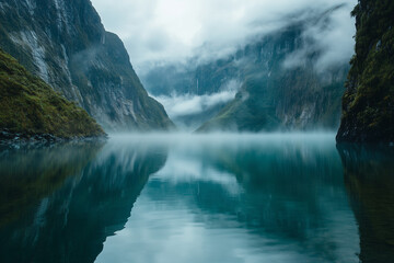 mountain lake in the morning