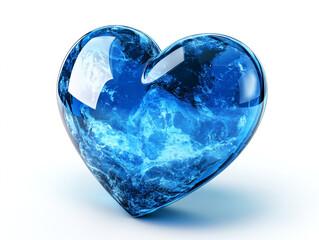 A 3D blue heart icon isolated on a white background. The clean, minimalist design highlights the heart symbol in vibrant blue, ideal for Valentine's Day or general love-themed graphics.