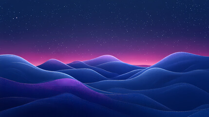 Mystical night sky over hills infused with brilliant geometry bringing forth dreams woven into reality. Woven Reality. Illustration