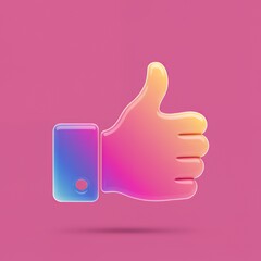 Gradient Thumbs Up Icon Rendering Social Media and Positive Feedback
