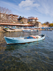 Obraz premium Fishing boats at the port of Nessebar, Bulgaria